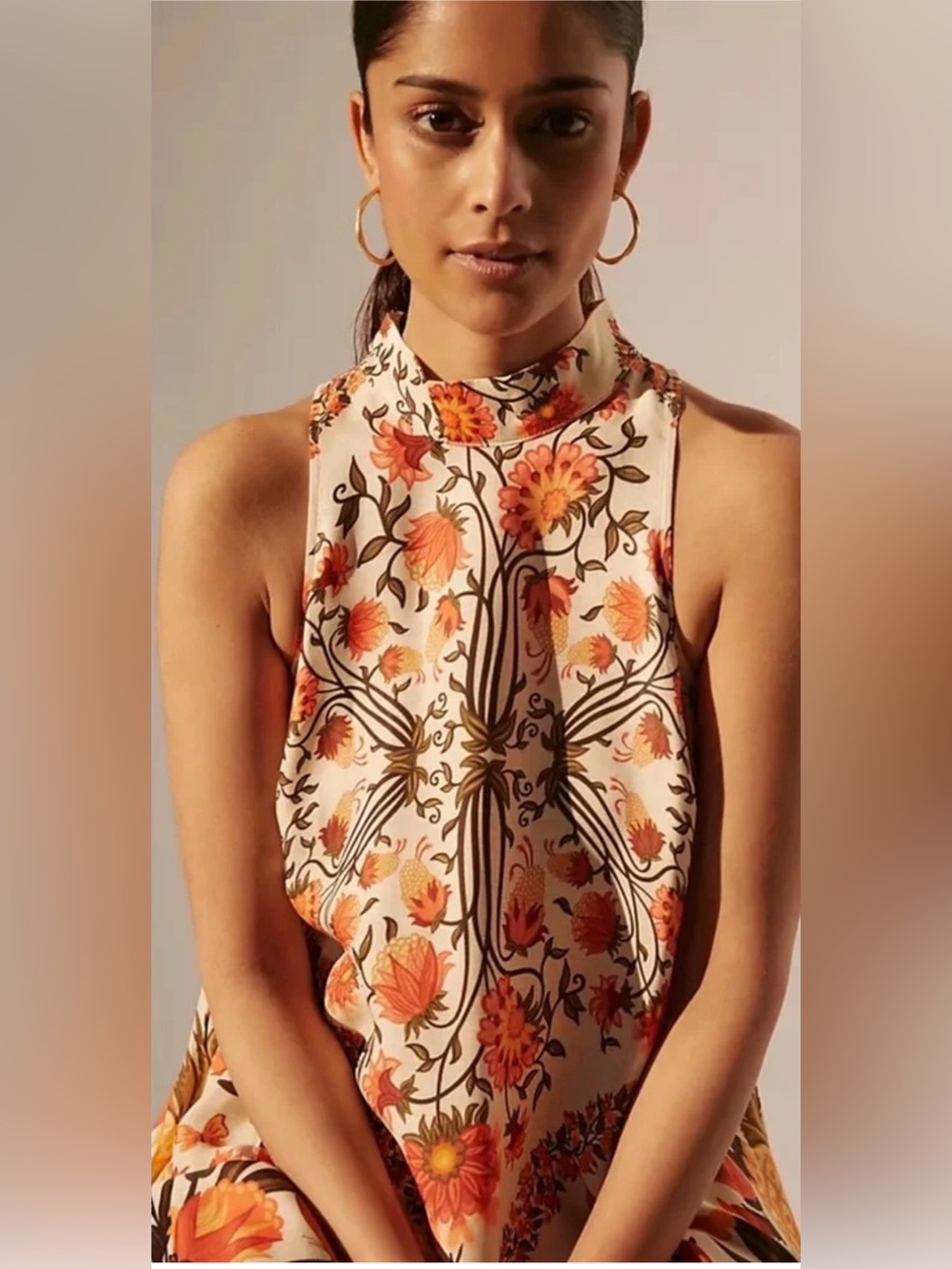 FARM RIO x Anthropologie White Floral Folkloric Halter Maxi Dress Size:Large - Picture 4 of 11